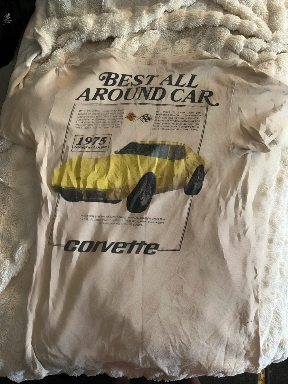 Vintage Corvette Graphic Tee - Yellow Car Print